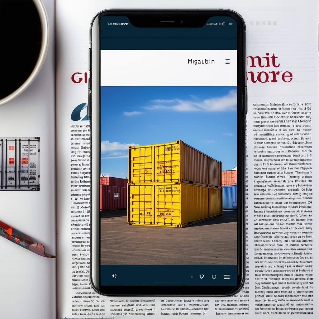 an image of a magazine article on a phone about a shipping container