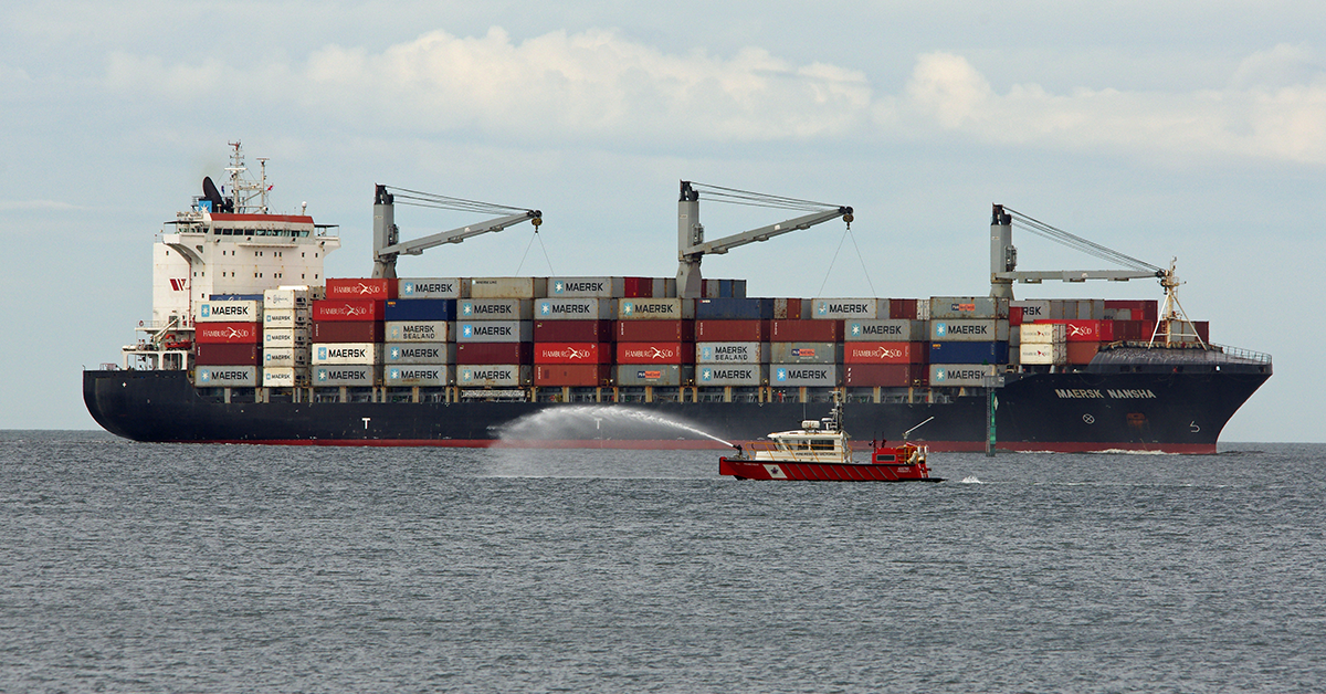 The Maersk-chartered, Seaspan-owned Maersk Nansha. Image: Dale Crisp