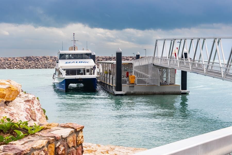 Sealink ferry at the new terminal. Image: NT government